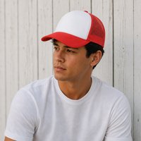 Rapper Flex High Crown Trucker Cap with Mesh Panels thumbnail 46 black hat orange front moodboard
