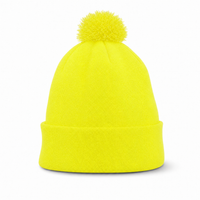 FLEX Acrylic POM POM BEANIE thumbnail 58 flouro yellow front