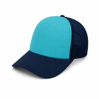 Rapper Flex High Crown Trucker Cap with Mesh Panels thumbnail 173 navy hat aqua front angle