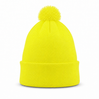 FLEX Acrylic POM POM BEANIE thumbnail 61 flouro yellow back