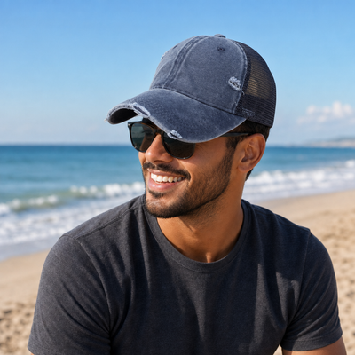 GTO Enzyme Washed Destroyed Trucker Cap with Mesh Back