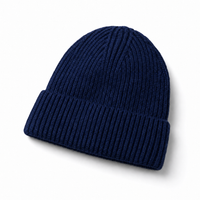 Premium Merino Wool Beanie with Cuff – Soft & Warm Knit Hat thumbnail 134 navy angle