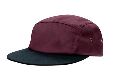 5 Panel Square Front Flat Peak Cotton Cap in MA/BL 3899