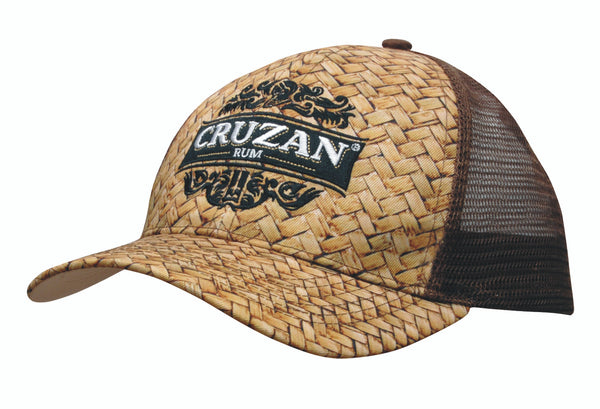 6-Panel Poly Twill Cane Print Mesh Back Trucker Cap 3999