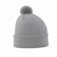FLEX Acrylic POM POM BEANIE thumbnail 75 grey marle right