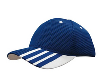 6PNL SANDWICH MESH W/PEAK STRIPES RE/WH thumbnail 2