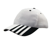 6PNL SANDWICH MESH W/PEAK STRIPES RE/WH thumbnail 3