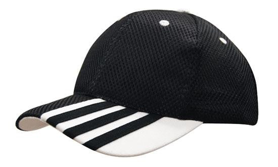6PNL SANDWICH MESH W/PEAK STRIPES