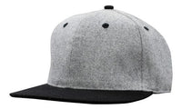 6-Panel Grey Marle Flannel Flat Peak Cap with Snapback Closure 4135 thumbnail 2 6-panel grey marle flannel flat peak cap with snapback closure 4135