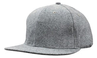 6-Panel Grey Marle Flannel Flat Peak Cap with Snapback Closure 4135 thumbnail 1 6-panel grey marle flannel flat peak cap with snapback closure 4135