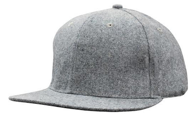 6-Panel Grey Marle Flannel Flat Peak Cap with Snapback Closure 4135