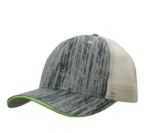 6-Panel Woodprint Poly Twill Mesh Baseball Cap 4143
