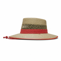 Natural Straw Wide Brim Hat with Orange Trim - S/M, L/XL thumbnail 4