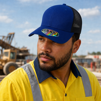 GTO 112 Trucker Hat with Ventilated Comfort and Adjustable Fit thumbnail 177 royal black moodboard