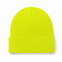 Flex Acrylic Beanie - Comfortable 100% Acrylic Knit Hat thumbnail 9 fluorescent yellow front