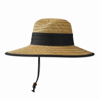 Natural Wide Brim Straw Hats with Adjustable Fit thumbnail 11 black left