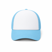 Rapper Flex High Crown Trucker Cap with Mesh Panels thumbnail 56 sky blue hat white front front