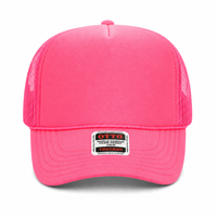 Ottocap 39165 High Crown Foam trucker with rope thumbnail 171 neon pink front