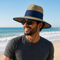 Natural Wide Brim Straw Hats with Adjustable Fit thumbnail 33 navy moodboard
