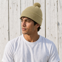 FLEX Acrylic POM POM BEANIE thumbnail 85 khakhi moodboard