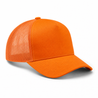 5 Panel Structured Poly/Cotton Front Mesh Back Camo Trucker Hat thumbnail 12 flame orange angle
