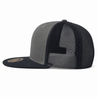 Urban Flex Twill Flat Peak Trucker Cap with Adjustable Snapback thumbnail 8 black/grey left