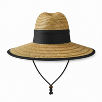 Natural Wide Brim Straw Hats with Adjustable Fit thumbnail 13 black back