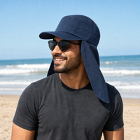 7504 Flex Cotton Legionnaire Caps with Adjustable Velcro Strap thumbnail 64 navy moodboard