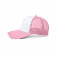 Rapper Flex High Crown Trucker Cap with Mesh Panels thumbnail 82 pink hat white front left