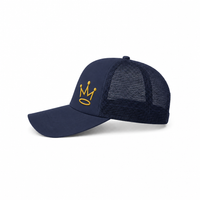 Rapper Flex High Crown Trucker Cap with Mesh Panels thumbnail 236 navy hat gold front left
