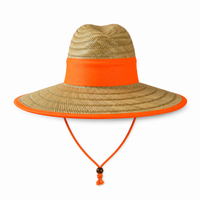 Natural Wide Brim Straw Hats with Adjustable Fit thumbnail 5 orange back
