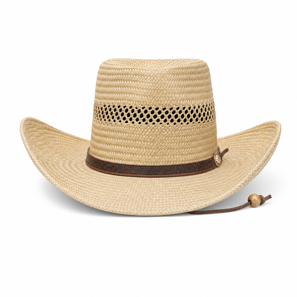 Classic Cowboy Straw Hat with Wide Brim - S/M & M/L Sizes