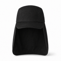 7504 Flex Cotton Legionnaire Caps with Adjustable Velcro Strap thumbnail 42 black front
