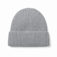 Premium Merino Wool Beanie with Cuff – Soft & Warm Knit Hat thumbnail 150 silver front
