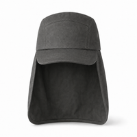 7504 Flex Cotton Legionnaire Caps with Adjustable Velcro Strap thumbnail 50 charcoal front