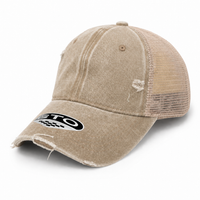 GTO Enzyme Washed Destroyed Trucker Cap with Mesh Back thumbnail 15 khakhi angle