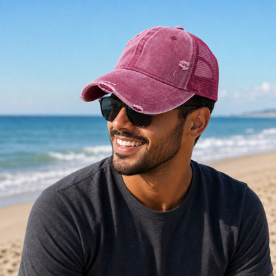 GTO Enzyme Washed Destroyed Trucker Cap with Mesh Back
