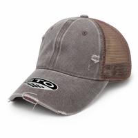 GTO Enzyme Washed Destroyed Trucker Cap with Mesh Back thumbnail 47 coffee angle