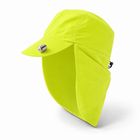 Flex 4057 Water Resistant Legionnaire Caps with Adjustable Strap thumbnail 81 fluoro lime angle