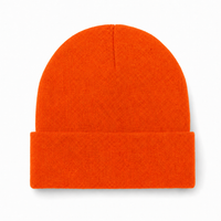 Flex Acrylic Beanie - Comfortable 100% Acrylic Knit Hat thumbnail 18 orange front