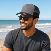 Ottocap 32285 A-Frame 5-Panel Mesh Back Trucker Hat thumbnail 104 black grey moodboard