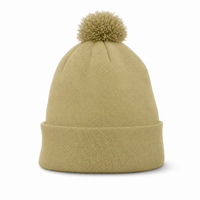 FLEX Acrylic POM POM BEANIE thumbnail 80 khakhi front