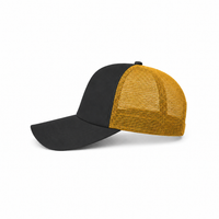 Rapper Flex High Crown Trucker Cap with Mesh Panels thumbnail 216 black hat gold front left