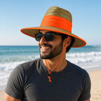 Natural Wide Brim Straw Hats with Adjustable Fit thumbnail 8 orange moodboard