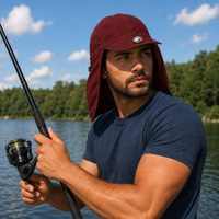 Flex 4057 Water Resistant Legionnaire Caps with Adjustable Strap thumbnail 7 maroon moodboard