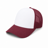 Rapper Flex High Crown Trucker Cap with Mesh Panels thumbnail 28 maroon hat white front angle