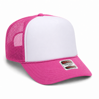Ottocap 39165 High Crown Foam trucker with rope thumbnail 142 hot pink white hot pink angle