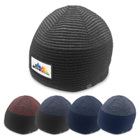 Ridge Beanie with Contrast Two-Tone Woven Design thumbnail 1