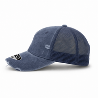 GTO Enzyme Washed Destroyed Trucker Cap with Mesh Back thumbnail 60 navy left