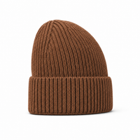 Premium Merino Wool Beanie with Cuff – Soft & Warm Knit Hat thumbnail 85 walnut right